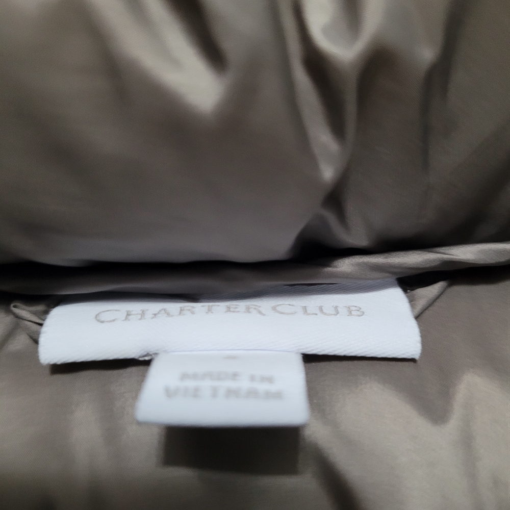 Charter Club Women's Taupe Puffer Jacket Size S Packable Full Zip Taupe - Picture 3 of 6